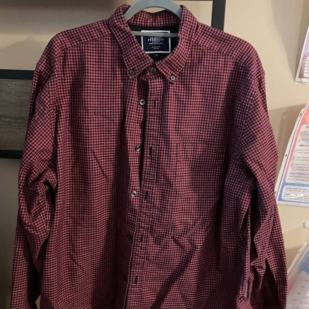 Charles Tyrwhitt Casual Pink & Blue Plaid Flannel Button Down Shirt XL